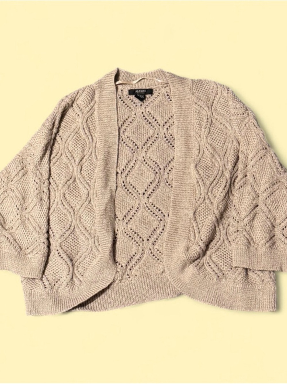 Alfani Cream Cable Knit Scoop-Neck Cardigan